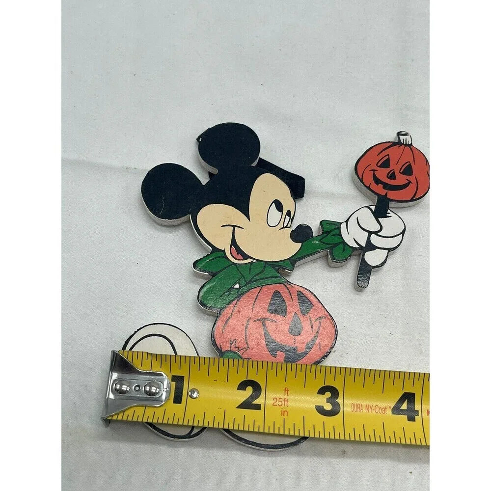 Vintage Walt Disney Co HALLOWEEN 2 MICKEY MOUSE 6” Wooden Ornament 1987 RARE